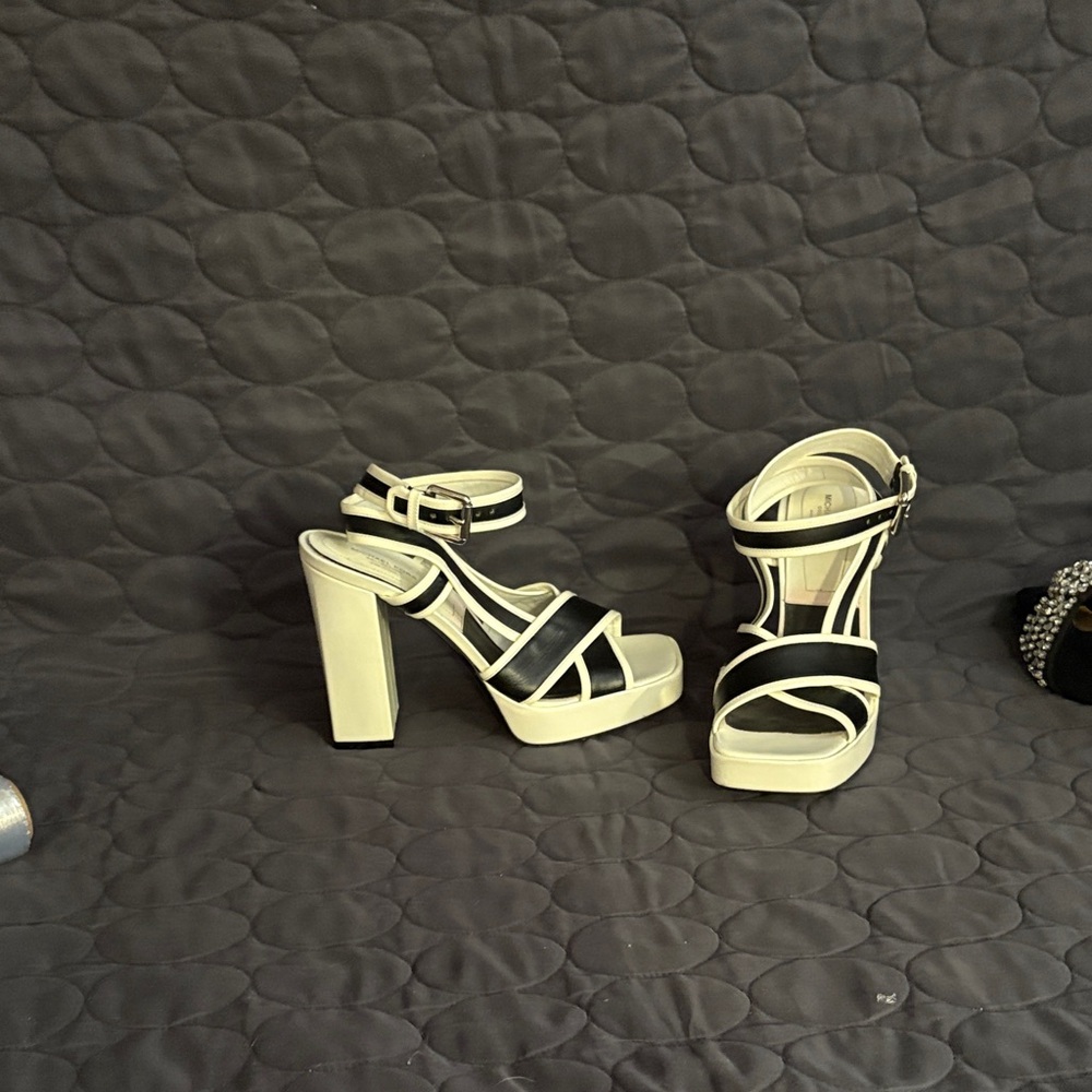 Michael Kors Black and White Strappy Heels